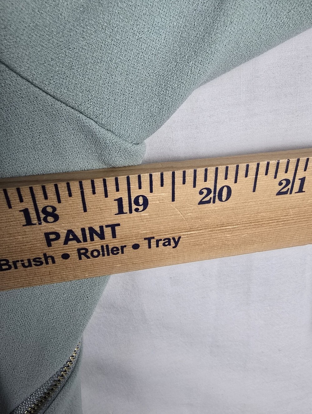 Calvin Klein Sage Green 3/4th Sleeve Twist-Front Sheath Zipper Front Dress Sz 12 - Picture 10 of 11